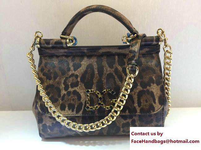 Dolce  &  Gabbana Crystal Logo Sicily Top Handle Bag Leopard 2017